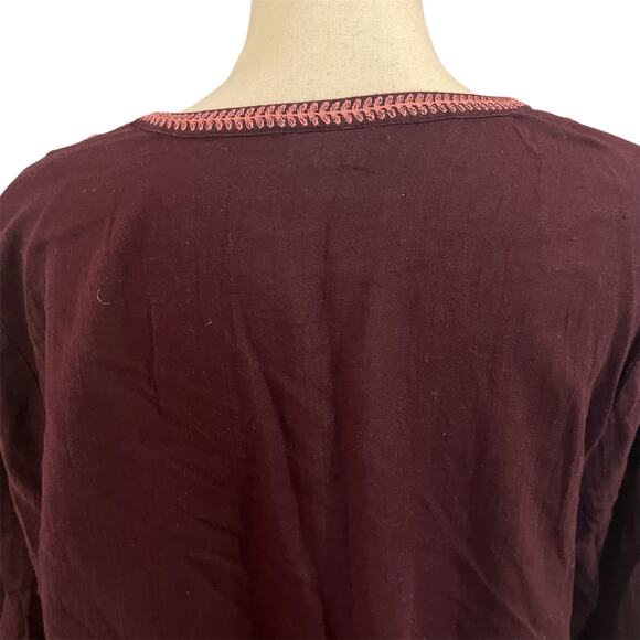 Pure Jill Women 100% Cotton Embroidered Gauzy Boho Sheer Tunic Blouse Top Sz L - Picture 5 of 6